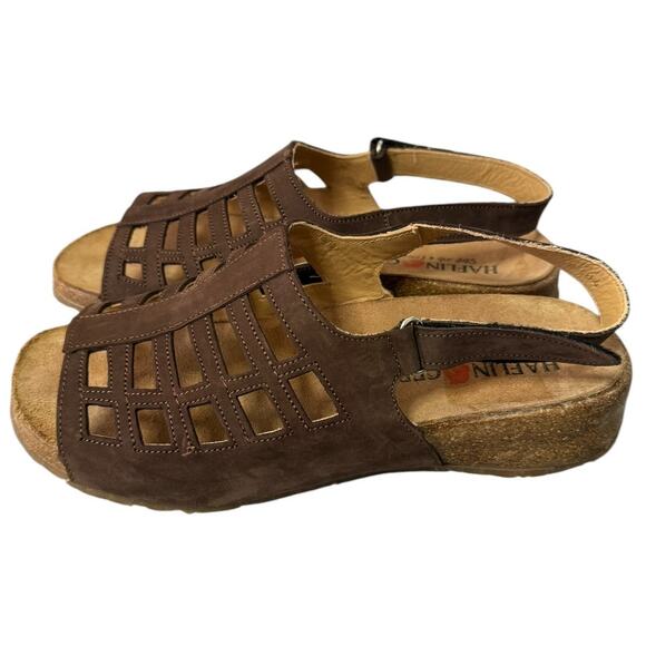 Haflinger Shoes - Haflinger Sandal Size 7 Slingback Women's Ts Morgan Slate Flat Footbed Leather